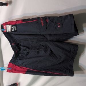 Speedo mens swim trunks Gray and red pocket stretchy waist  lined inside sz XL